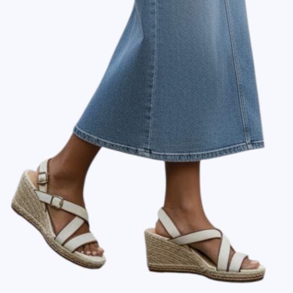 Talbots Chic Canvas Espadrille Platform Sandals Size 9M Neutral Strappy - Picture 13 of 13